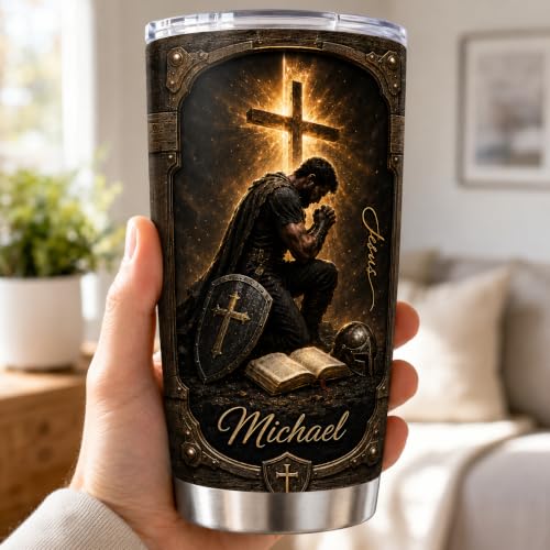 Personalized Christian Gifts For Men - A Child Of God Man Of Faith Bible Tumbler V17 - Warrior Christ Religious Faith For Dad, Husband, Grandpa on Fathers Day, Christmas, Birthday - color: CH-VAR-17