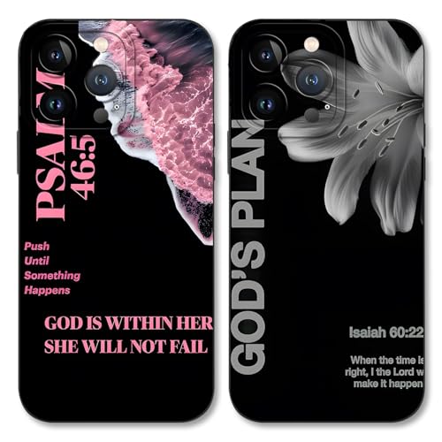2 Pack Bible Verse Phone Case for iPhone 13 Pro 6.1", Jesus Famous Quotes Lily Pattern Aesthetic Design Cases Soft Silicone TPU Slim Shockproof Protective Bumper Phone Cover for Women Children - color: Lily, size: for iPhone 13 Pro