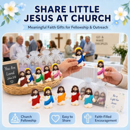 Mini Jesus Figures 100 Pack, Jesus Loves You Bulk Figurines - color: Multicolor – 100 Pcs + 6 Bookmarks