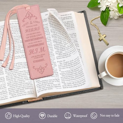 FINPAC Leather Bible Bookmarks, Bible Verse Book Markers - color: Pink
