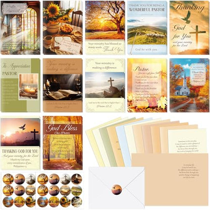 AmazingSpark 24 Pack Pastor Appreciation Cards with Envelopes, Rustic - style: Rustic