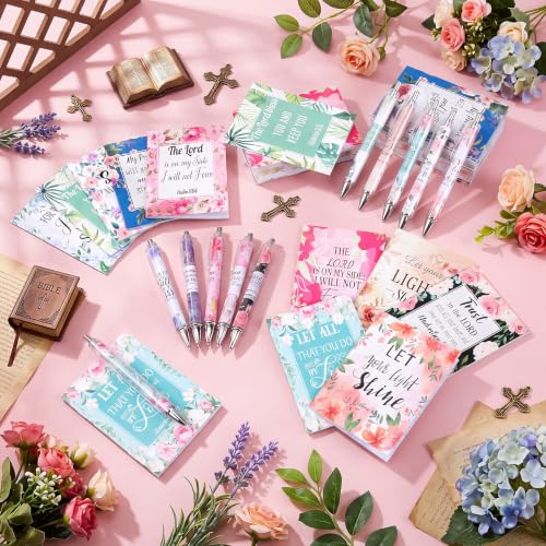 Eaasty Bible Floral Mini Notebooks Bulk Include 50 Floral Mini Notebooks for Office Birthday Wedding Baptism Sunday Church Supplies(100 Pcs, Bible) - style: Bible