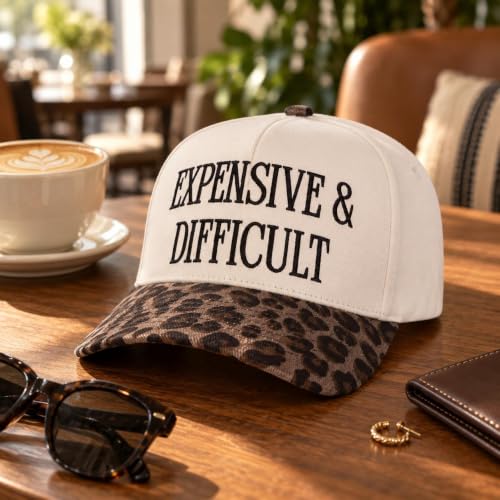 Trendy Embroidered Baseball Cap for Men & Women, Adjustable Snapback Hat for Casual Wear - color: Expensive & Difficult-leopard Black