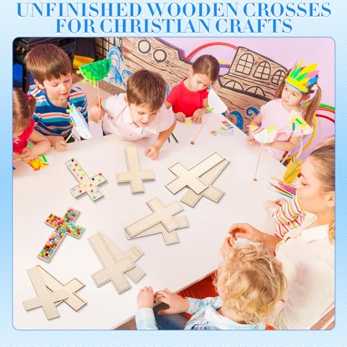 Blueweenly 12 Set Wooden Cross for Crafts, 9 Inch Layered with 200 Balls