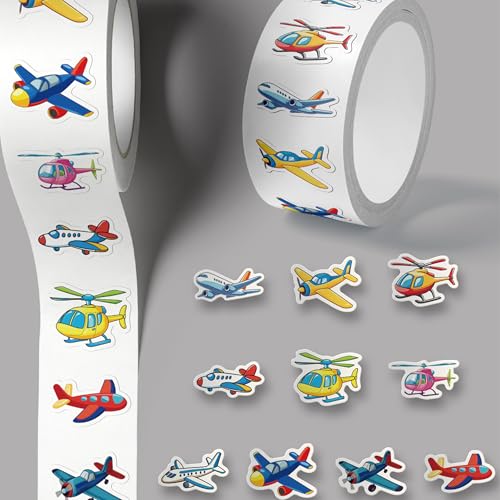 1000 Pieces Airplane Sticker Roll for Kids, 10 Styles Cartoon Stickers - style: Airplane