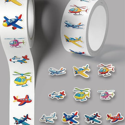 1000 Pieces Airplane Sticker Roll for Kids, 10 Styles Cartoon Stickers - style: Airplane
