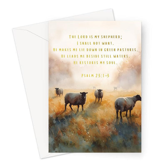Inspiring Motivational Bible Verse Greeting Cards For Birthday, Retirement, Graduation, Sympathy, Strength, Mourning, Bereavement, Wedding Anniversary and Just Because For Christian Men and Women | Traditional Black and White Design (Sheep Watercolour Psa