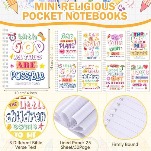 Crtiin 48 Pcs Christian Notepads Pencil Set Kids School, Bible Gift White 2 - color: White, style: White Jesus 2