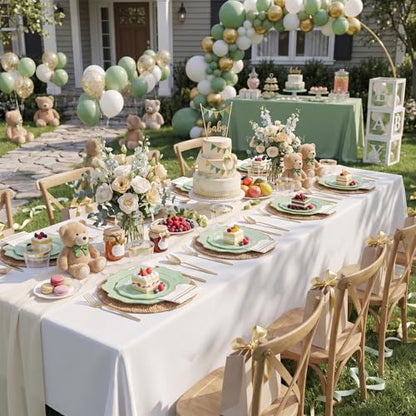 WDF 175Pcs Sage Green Plastic Plates With Gold Rim - Disposable Sage Green Plates 25guest Disposable Dinnerware Ideal for Party/Wedding/Holidays - color: Sage Green, size: 175 pieces