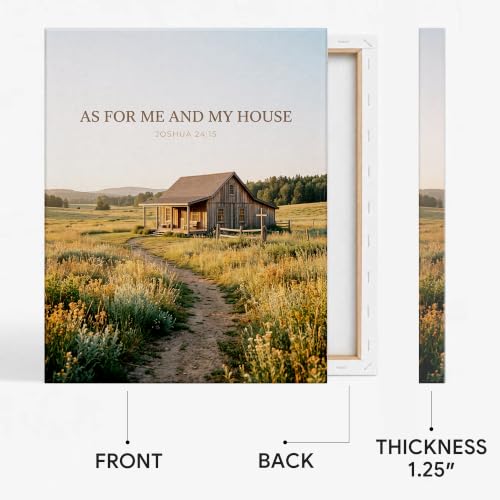 Christian Wall Art, Bible Verse Canvas Decor for Living Room and Home - color: Meadow Family Cabin, size: 18"L x 24"W
