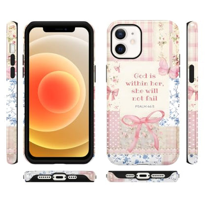 Cute Jesus Bow Collage Phone Case for iPhone 12/iPhone 12 Pro 6.1'' - color: Bible verses pink bow, size: iPhone 12/iPhone 12 Pro
