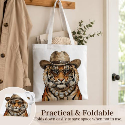 Western Cowgirl Canvas Tote Bag Cowgirl Gifts - color: Western Cowboy Theme 11
