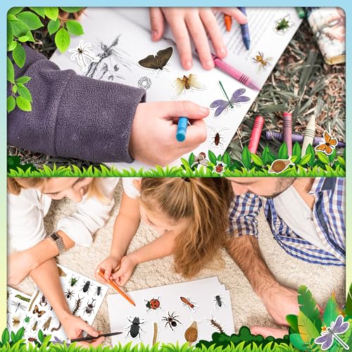 LINAYE 24 Sheets Insect Stickers for Kids Boys Girls, 780 Counts Bug Stickers for Scrapbooking,Water Bottles,Envelopes,Laptop - style: Insects 24 Sheets