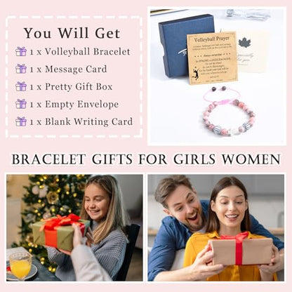 Baseball/Basketball/Soccer/Softball/Volleyball Bracelet for Girls Women- Cross Charm Beaded Bracelets, Christmas Birthday Easter Graduation Gifts for Daughter Granddaughter Niece Sister Coach - style: Volleyball