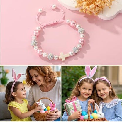 First Communion Confirmation Gifts for Girls, Cross Natural Beads Bracelet Christian Religious Jewelry Gifts for Kids Teen Girls - style: Style-1
