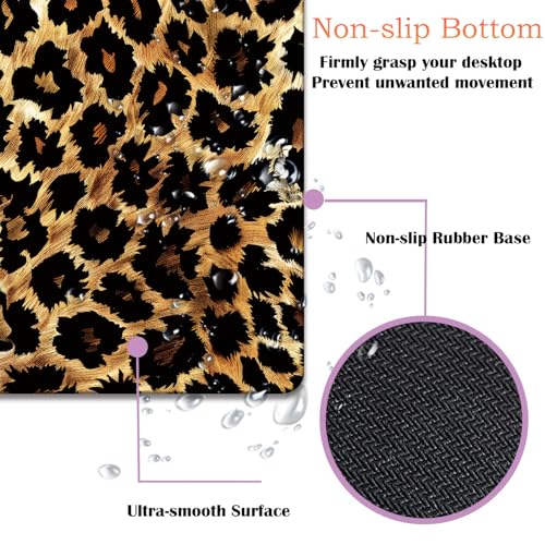 Mouse Pad 9.4"x7.9" + Wrist Support Pad + Embroidered Cup Pad Non-Slip Set, Ergonomic Mouse Wrist Support Pad, Suitable for Office/Gaming/Home Use, Leopard Print - color: Leopard Print