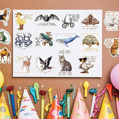 50PCS Animal Emotional Support Stickers, Motivational Stickers - style: Old World