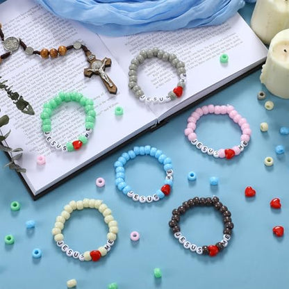Ferreve 35 Sets Jesus Love Me Bracelet Crafts Sunday School Morandi - color: Morandi, style: Jesus Love Me