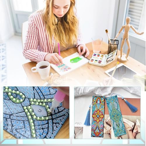 12 Pcs DIY Diamond Art Bookmarks for Adults Women Beginners Acrylic Dotz Diamond Art Bookmarks Kit Diamond Painting 5d Floral Rhinestone Bookmark Diamond Art Book Marks with Tassels Crafts Supply - style: Celitc 12 Pcs