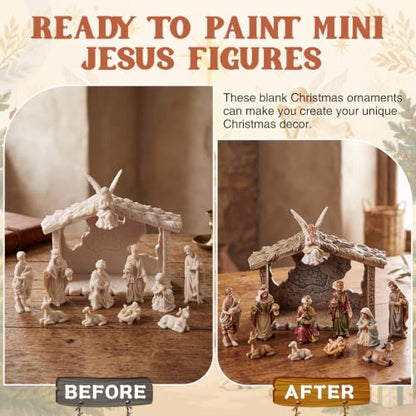 Zubebe 12 Pcs DIY Christmas Ready to Paint Nativity Set, Manger Scene - style: Manger Scene