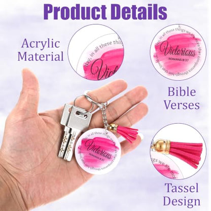 40 Pcs Mini Bible Verse Keychain for Women Men Round Acrylic 10 Styles Christian Keychain Religious Scripture Quote for Pastors, Christians Gifts Church Group Gatherings