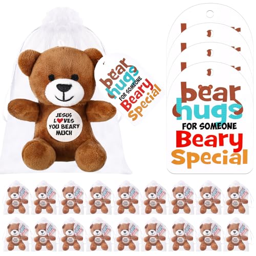 Silipull 12 Pcs Jesus Loves You Beary Much Stuffed Bears Plush Teddy Gifts - style: Jesus Loves You Beary Much