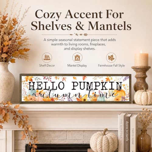 Fall Wall Decoration, Hello Pumpkin Sign Rustic Farmhouse Home Decor - color: Fall Sign 4