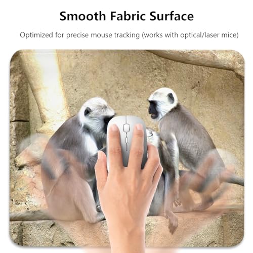 Gray Langur Monkeys Grooming Wildlife Primate Mouse Pad, Nature Desk Mat - color: Color_DE0001XX
