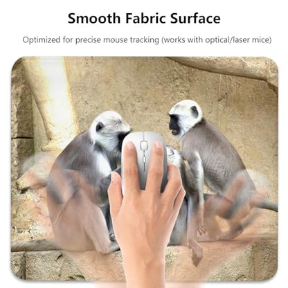 Gray Langur Monkeys Grooming Wildlife Primate Mouse Pad, Nature Desk Mat - color: Color_DE0001XX