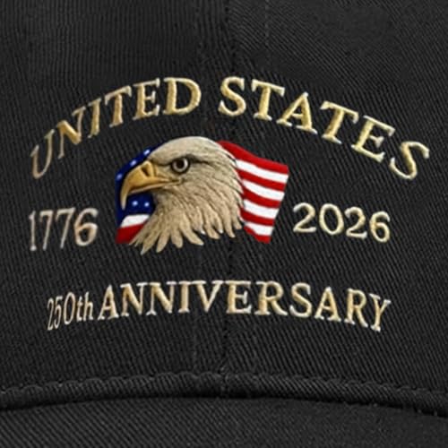 250th Anniversary USA Hat,Adjustable Embroidered Patriotic Baseball Cap,250 Year American Anniversary Merchandise for Unisex - color: A