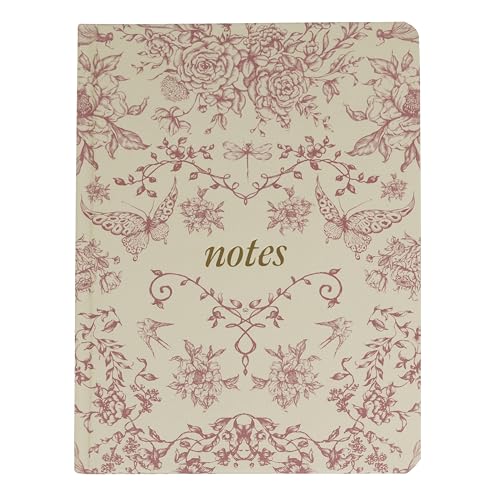 Pearhead Hardcover Journal Notebook 6x8 – Red Toile Botanical Dragonfly Print College-Ruled Writing Journal with 200 Lined Pages for Notes, Work & Journaling - color: Red Vintage Notes Journal