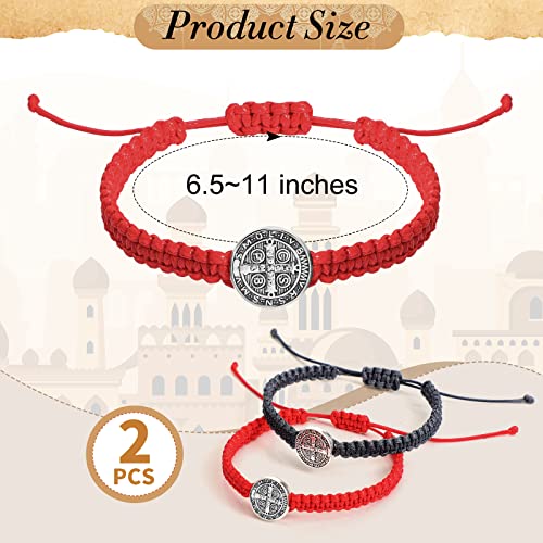 Fumete 2 Pcs Saint Benedict Medal - color: Red, Gray