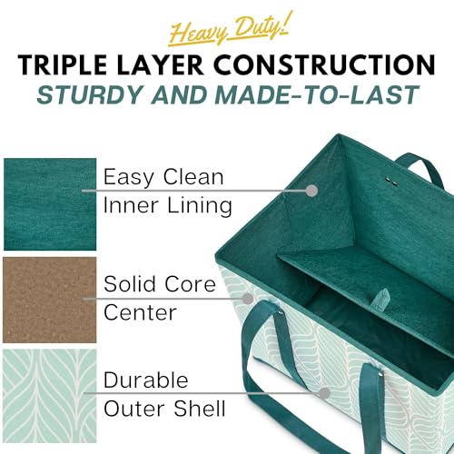Reusable Grocery Bags (3 Pack) – Heavy Duty Reusable Shopping Bags, Green - color: Green