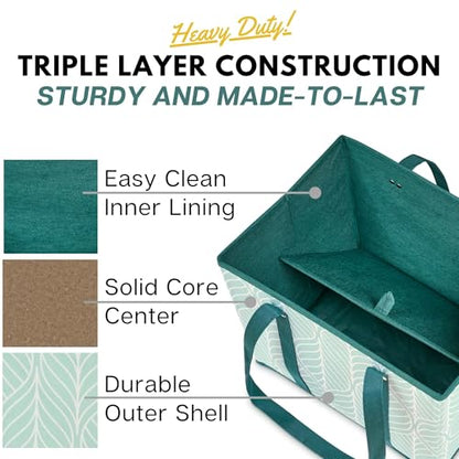 Reusable Grocery Bags (3 Pack) – Heavy Duty Reusable Shopping Bags, Green - color: Green
