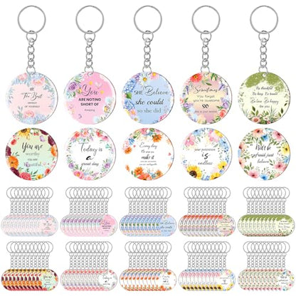 clothmile 100 Pcs Bible Verse Keychains Christian Keyrings Marble Keychains Acrylic Religious Key Rings for Women - color: Floral