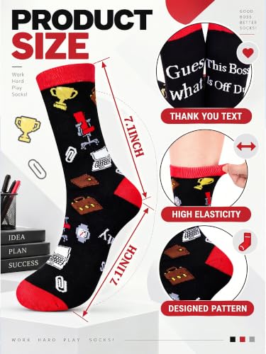 3 Pairs Pastor/ MA/ Boss Socks with Sayings, Gift with Box for Men Women - style: Boss