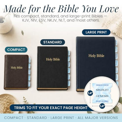 90 Christian Bible Tabs for Women, Men, Kids - Sky Blue Marble - color: Sky Blue Marble