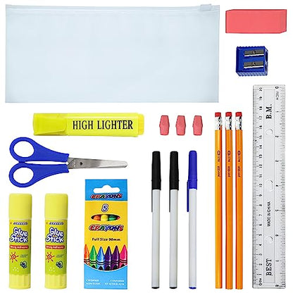 12 Pack 17" Bulk Backpacks with 22 Piece School Supply Kit, 12 Colors - color: 2 Tone, size: 22 Piece SS Kit