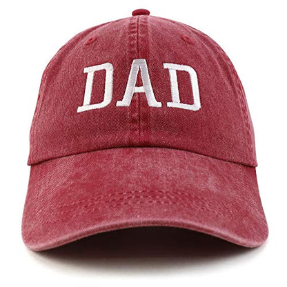 Trendy Apparel Shop Dad Embroidered Pigment Dyed Low Profile Cotton Cap - color: Burgundy