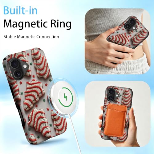Compatible with iPhone 16 Plus Case,Wireless Charging Compatible,Patented 2‑in‑1 Dual‑Layer Protection, Hot Transfer Print Hard Shell Cover - Christmas Dim Sum Biscuits - color: Christmas Dim sum biscuits, size: iPhone 16 Plus