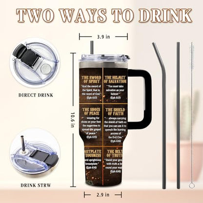DUUV Armor of God Tumbler 40oz, Insulated Christian Cup Gift for Man Women - color: Divine Protection
