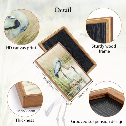 IARTTOP Blue Heron Wall Art Coastal Birds Wall Decor Sea Bird Art Prints - color: Coastal Birds Canvas Wall Art, size: 12"L x 16"W