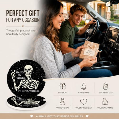 Car Coasters for Cup Holders, Skull Car Coasters Set of 2, B19 - color: Gothic