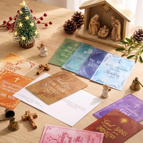 Affrolling 50 Pack Christian Ministry Appreciation Cards Bulk with Envelope - style: Ministry Watercolor Style