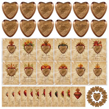Gerrii 60 Set Christian Token Gift Jesus Love Heart Pocket Hugs, Dark Brown - color: Dark Brown
