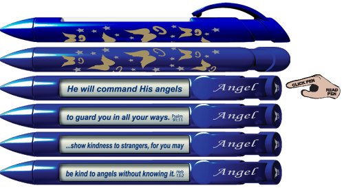 Greeting Pen "Angel" Scripture Pens, Scripture Verses with Rotating Messages, 6 Pen Set (36014)