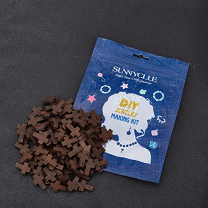 SUNNYCLUE 200Pcs Wood Cross Charm Wooden Charms Natural Wooden Small Cross Charms with Hole for Party Favors Easter Holiday Necklace Jewelry Making DIY Craft Handmade Accessories, Coconut Brown - color: 200Pcs Coconut Brown 22x15mm
