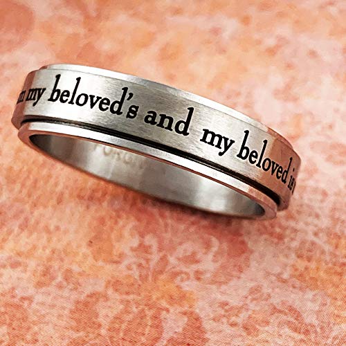 FORGIVEN JEWELRY Hebrew Text I am my beloved's Stainless Steel Spinner Ring