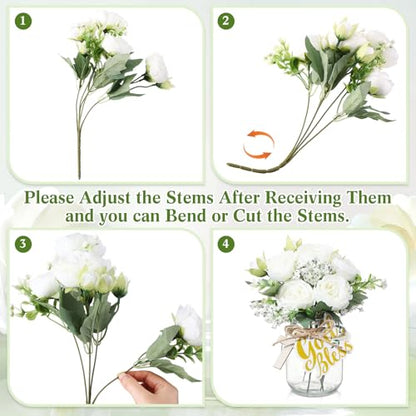Suncalla 6 Sets Baptism Table Centerpieces Mason Jar Cross for Baby Shower