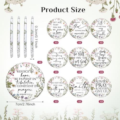 30 Sets Christian Gift Bulk for Women Bible Verse Pen Flower Mirror
